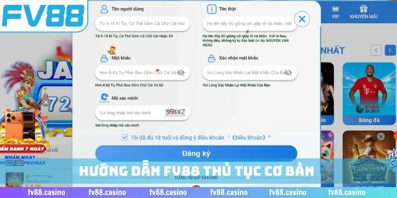 Hướng dẫn FV88 thủ tục cơ bản