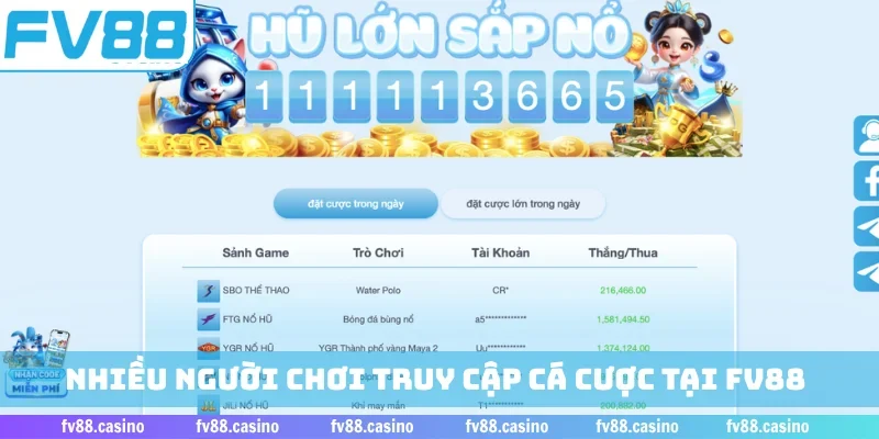 Nhiều người chơi truy cập cá cược tại FV88